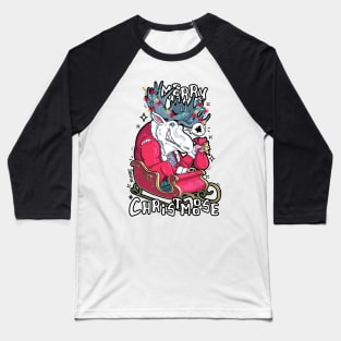 Merry Christmoose moose and Christmas pun Baseball T-Shirt